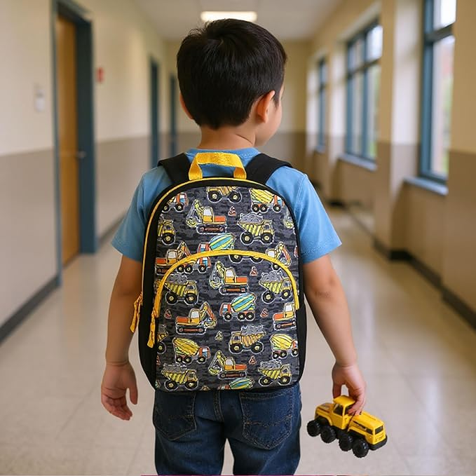 Trail maker 15 Inch Kids Backpacks for Boys & Girls | Preschool, Kindergarten, Elementary School Backpacks with Adjustable, Padded Straps (Tough Trucks)