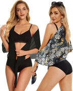CHICGAL 2 Pieces Women Beach Sarong Bathing Suit Wrap Skirt Sheer Bikini Swimsuit Cover Ups for Swimwear