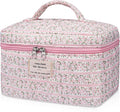 Gosect Large Makeup Bag, Cute Cosmetic Bag for Women Girls, Floral Coquette Aesthetic Toiletry Bag, Travel Make Up Organizer Bag(Small Pink Floral
