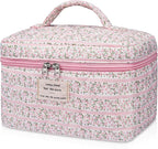 Gosect Large Makeup Bag, Cute Cosmetic Bag for Women Girls, Floral Coquette Aesthetic Toiletry Bag, Travel Make Up Organizer Bag(Small Pink Floral