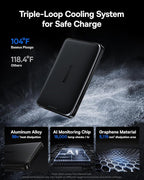 Baseus Picogo Power Bank, 0.5" Ultra Slim 10000mAh MagSafe Portable Charger, Upgraded CCC Certified 27W Fast Charging Magnetic Battery Pack, Alloy Wireless Charger for iPhone 17/16/15/14/13/12