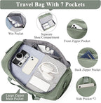 Extra Large Travel Duffle Bag,Carry on Overnight Bag with Shoes Compartment,Weekender Bags for Women for Travel Business Trips Sport Hospital,3 Pcs Set,Green