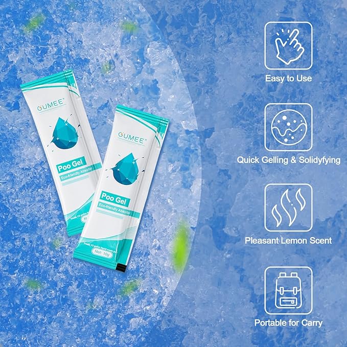 Lemon Portable Toilet Gel, Poo Gel for Potty, Camping Toilet Powder for Bucket, Eco Absorbent Gelling, Portable Urine Packets for Outdoor Recreation Suppliess(30)