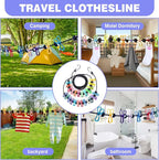 Travel Clothesline: 11.8Ft Portable Clothes Line with 24 Clothes Clips Corde a Linge Voyage Camper Essentials for Travel/Courtyard/Balcony/Hotel Rooms or Bathroom