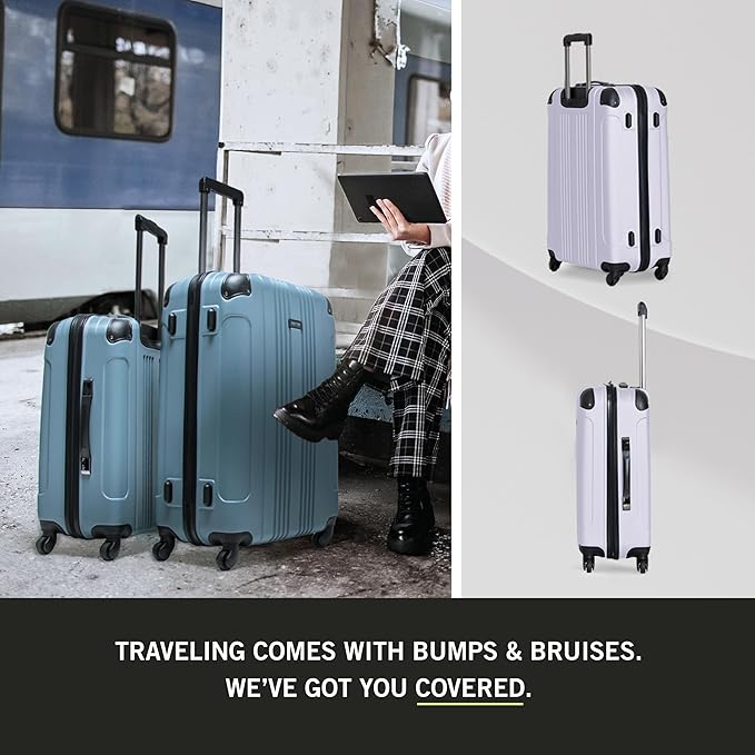 Kenneth Cole REACTION Out of Bounds Lightweight Hardshell 4-Wheel Spinner Luggage, Lavender, 28-Inch Carry On