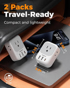 TESSAN Brazil Plug Adapter 2 Pack, 7 in 1 US to Brazil Power Adapter with 3 USB Ports (1 USB-C PD 20W Port) 4 American Outlets, Type N Travel Adaptor for USA to Brazilian