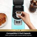 CHULUX Lite Single Serve Coffee Maker for K Cup Capsules, Single Cup Reservoir Coffee Maker with One Touch Brewing, 5 to 12 Oz Brew Sizes, Designed Specifically for Standard Mugs, Cyan