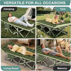 ZENPETIO Oversized XXL Folding Camping Cot, Heavy Duty Sleeping Cot for Adults with Mattress and Pillow, Portable Cot Bed with Carry Bag for Outdoor Camp Travel Home Guest Office, Green