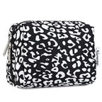 Narwey Small Cheetah Makeup Bag for Purse Mini Cosmetic Bag Travel Makeup Pouch Zipper Pouch Cute Make up Bags with Compartments for Women Girls (Black Leopard, Small)