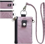 CHENSPRX Minimalist RFID Blocking Small Wallet with ID Window,WaterResistant Zip Id Case Wallet with Lanyard Keychain for Cards,Cash,Travel,Women,Men