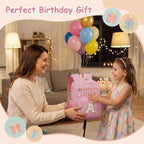 Mini Toddler Backpack for Girls 2-4, Cute Personalized Preschool Kindergarten Backpack for Kids Birthday Gifts (Pink K)