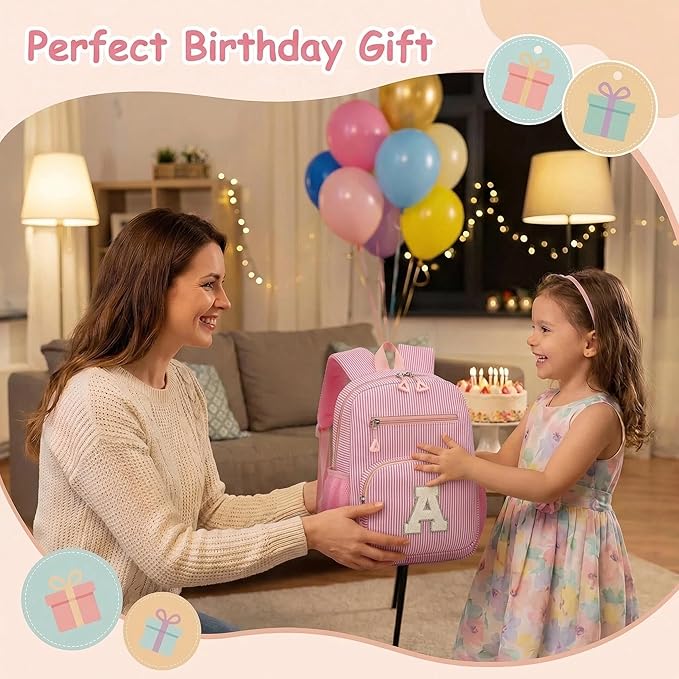 Mini Toddler Backpack for Girls 2-4, Cute Personalized Preschool Kindergarten Backpack for Kids Birthday Gifts (Pink K)