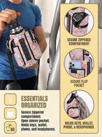 Magnetic Gym Bag for Women Men, Neoprene Water Bottle Carrier Bag with Strap fits 18-40oz, Crossbody Bag with Pockets