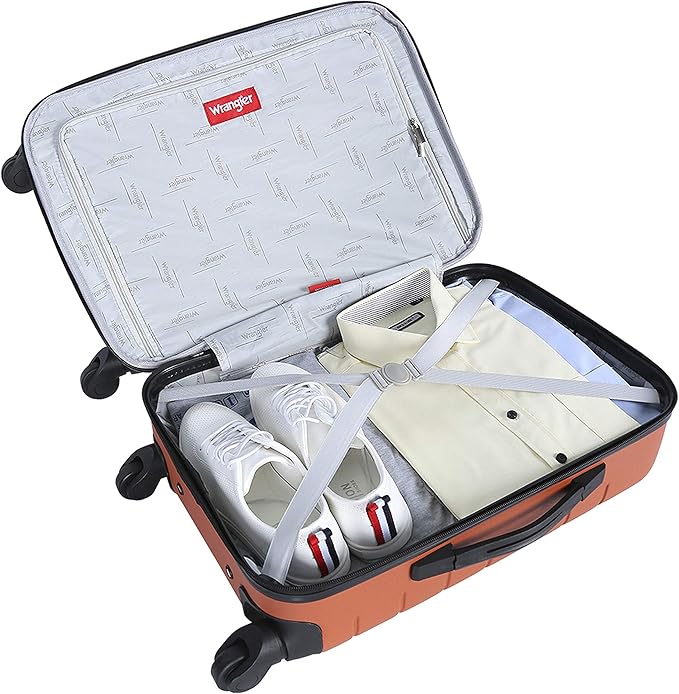 Wrangler Smart Spinner Hardside Luggage, 22-Inch Carry-On, Burnt Orange