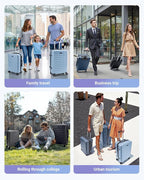 LIGHT FLIGHT Luggage Sets, 3 Piece Durable Suitcase Set with Spinner Wheels, 3 Pcs Hard Shell Lightweight Luggage with TSA Lock, Large Checked Travel Suitcases, 20/24/28 Inch,Light Blue