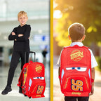 Disney Cars Lightning McQueen Carry-On Luggage with Wheels & Telescopic Handle for Kids 17”– 18.5L, Lightweight Travel Bag for Boys & Girls, Trips & Vacation Gifts