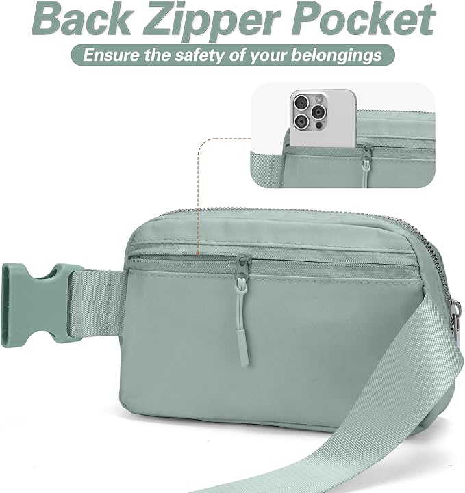 JSJ Mini Fanny Pack for Women & Men,Valentines Day Gifts for Girls Teens Kids Daughter Sister Her,Trendy Stuff Crossbody Bags Cute Everywhere Belt Bags. (Sage Gray)