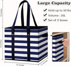 WISELIFE 3 Pack Reusable Grocery Bags Large Water Resistant Grocery Collapsible Heavy Duty Tote Bags for Shopping Picnic