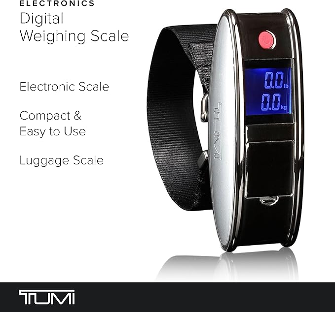 TUMI Scale - Portable, Handheld Digital Luggage Scale - Suitcase Scale Weighs Pounds & Kilograms - Holds up to 100 Lb - Gun Metal/Black