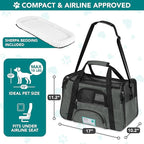 PetAmi Airline Approved Pet Carrier for Cats & Small Dogs, Soft Sided TSA Travel Carrier Bag Sherpa Bed, Breathable Mesh Ventilation, Collapsible Bowl, Fits Under Seat, Up to 18 lbs, Small Dark Gray