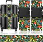 Slohif Luggage Straps for Suitcases Travel Belt Accessories Luggage Connector Identifiers 2 Pack Over Handle with Buckle Unique Nylon Adjustable Strap for Sleeping Bag Car Seat Mushrooms