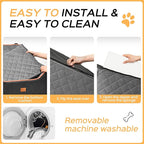 HiPetpy Dog Car Seat Elevated Memory Foam Booster Seat for Large Medium Dogs Under 55 lbs with Pet Blanket, Washable Pet Car Seat with Safety Leash, Anti-Slip Base and Storage Pockets