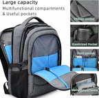 DUSLANG 17 Inch Travel Laptop Backpack Water Resistant College Backpack for Men Laptop Bag with USB Charging Port,Light Grey