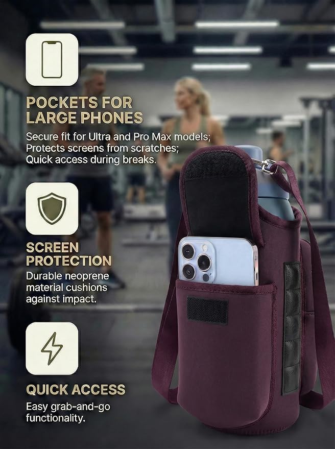 AUPET Magnetic Gym Bag for Men & Women, Small Gym Bag Organizer, Crossbody Magnets Gym Water Bottle Bag Holder Carrier Fits for 18-40oz Owala Yeti Hydro Flask, Workout Pouch for Phone, Keys & Wallet