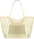 KALIDI Upgrade Version Beach Mesh Tote Bag MAX 27L Large capacity,Shoulder Bag Nylon Hobo Women Casual Foldable Beach Picnic