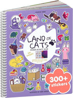 Land of Cats 300+ Kids Sticker Book by Cupkin Toddler Road Trip Coloring and Sticker Book, Road Trip Essentials, 8 Coloring Pages 8 Side by Side Scenes for Ages 2–8 Years