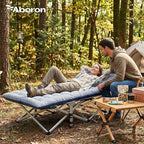 ABORON Camping Cot for Adult 28" Extra Wide, Heavy-Duty 1200D Oxford Cot for Sleeping, Portable Folding Camp Bed with Mat & Carry Bag