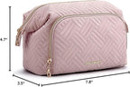 BAGSMART Travel Makeup Bag, Cosmetic Bag Small Make Up Organizer Case,Wide-open Pouch for Women Purse for Toiletries Accessories Brushes Pink