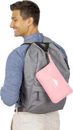 BlueHills Travel Blanket Pillow Compact Lightweight Pocket Size Airplane Traveling Essential Flight Trip Throw in Bag Portable Case Plane Accessory Pink L02