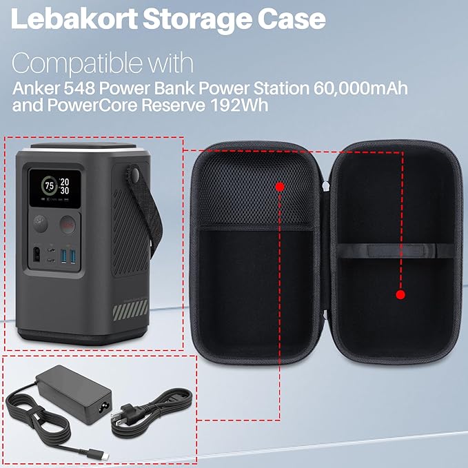 Lebakort Storage Case Compatible with Anker 548 Power Bank Power Station 60,000mAh and PowerCore Reserve 192Wh (Green Case Only)