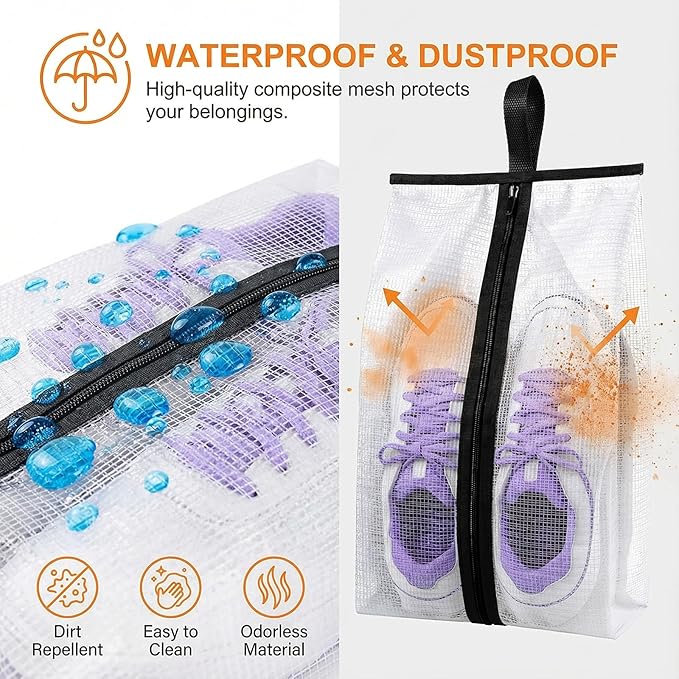 12 Pcs Shoe Bags for Travel, Waterproof Travel Shoe Bag with Zipper & Handle Portable Shoe Storage Bag Portable Boots Organizer for Men Women