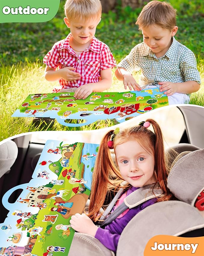 Walenced Reusable Sticker Book for Toddlers, Stickers for Kids, Toddler Sticker Book, Toddler Craft Activities, Toddler Travel Toys Boy Girl Birthday Gifts