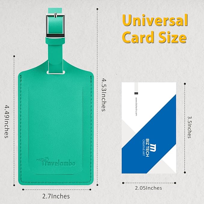 Travelambo Luggage Tags for Suitcases PU Leather Travel Tags Bag Tags Privacy Protection Travel Essentials