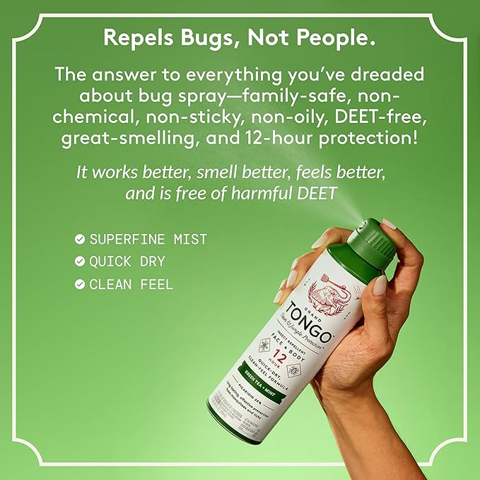 Grand Tongo DEET-Free Green Tea + Mint Insect Repellent with Picaridin- The 12 Hour Protection, DEET Alternative