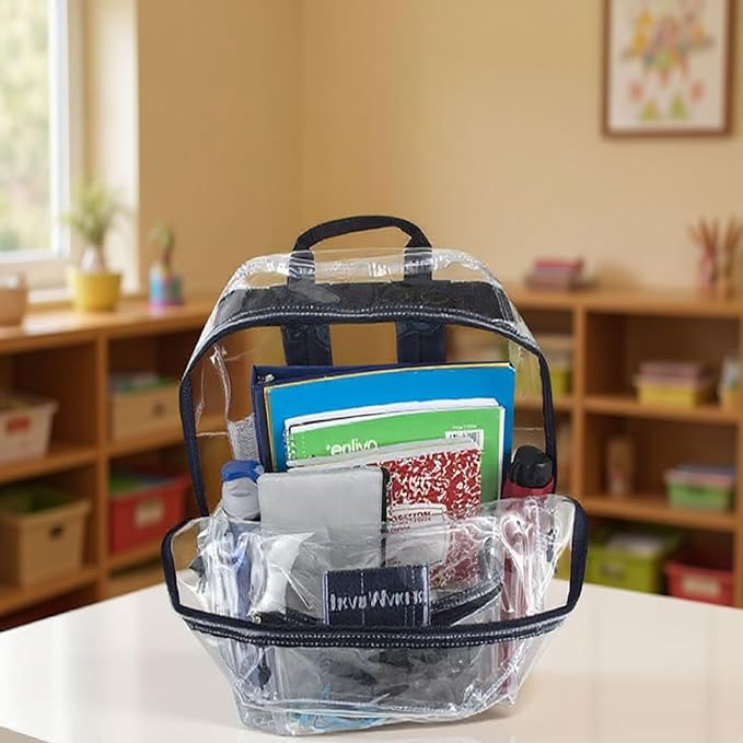 Trail maker Clear Backpack Heavy Duty with Padded Straps, Side Pockets for Kids, Boys, Girls, School, Stadium Approved Events