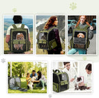 Large Cat Backpack Carrier Expandable Pet Carrier Backpack for Small Dogs Medium Cats Fit Up to 18 Lbs, Dog Backpack Carrier, Foldable Puppy Backpack Carrier for Travel, Hiking,Dark Green