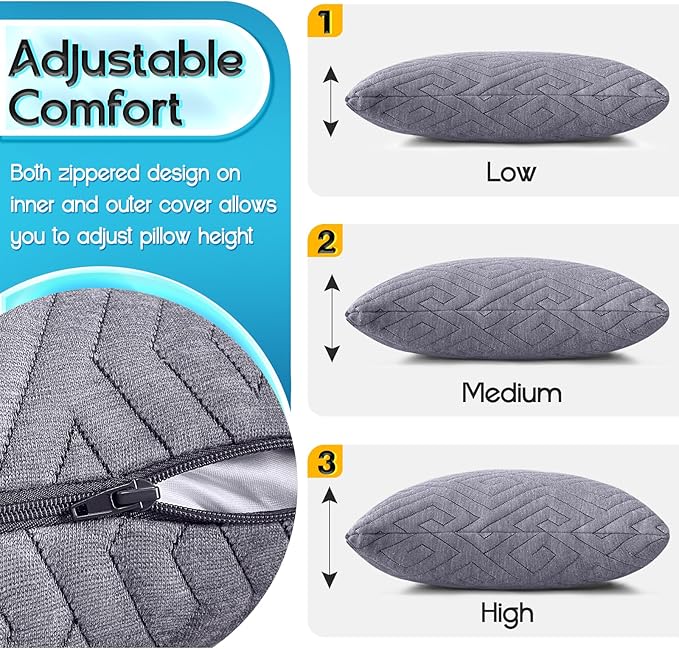 1 MIDDLE ONE Travel Pillow for Sleeping Camping, Memory Foam Small Pillow with Breathable Cover for Backpacking, Airplane, Car (15.5 X 12 Inch)