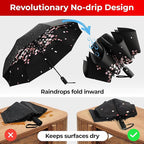 TUMELLA Inverted Windproof Umbrella, Large, Strong, Light, Portable, Automatic Reverse Folding Rain Umbrella, Durable Premium Grip, Fits Car & Backpack