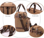 CROCOD 3 In 1 Canvas Convertible Laptop Bag for Men Women, 17.3 inch Laptop Messenger Bag Work Briefcase, Computer Shoulder Bag for Travel Business Office (17.3 Inch, Coffee) | 3 In 1, Multi-pocket