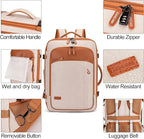 Lumesner Carry on Travel Backpacks, Extra Large 40L Flight Approved Bag for Men & Women,Expandable Suitcase Backpack With 4 Packing Cubes,Water Resistant Luggage Daypack Business Weekender Bag, Beige