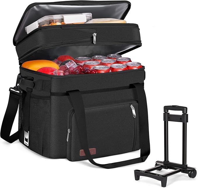 MIYCOO Cooler Bag Double Deck - 60 Can Leakproof Insulated Portable Soft Lunch Cooler, Extra Large Expandable Ice Chest Cooler for Beach, Picnic, Camping, Shopping