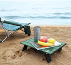 VILLEY Portable Mini Folding Beach Table, Ultralight Aluminum Side Table with Carry Bag for Camping, Picnics, and Outdoor Activities - Green
