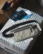 VULKIT Money Belt for Travel, Hidden Passport Holder, Anti-Theft Travel Wallet Under Clothes, RFID Blocking Waist Pouch, Undercover Fanny Pack, Cool Gray