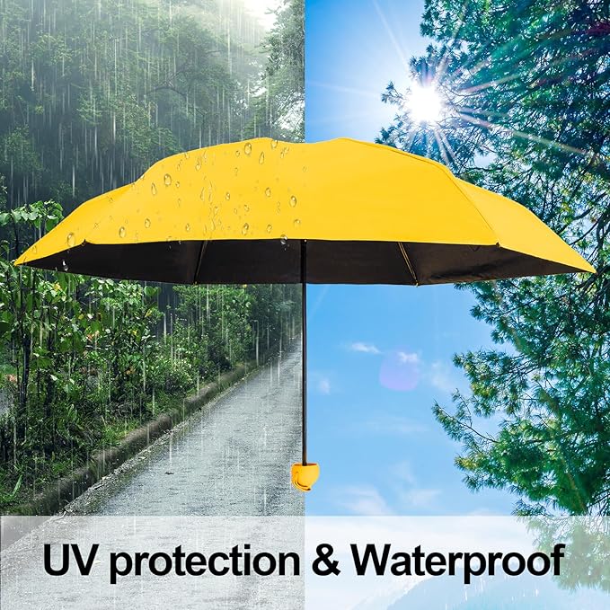 TopTie Compact Mini Umbrella for Purse, Small Sun & Rain Umbrellas with Case, Travel Folding Umbrella