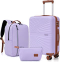 Carry On Luggage Set 22x14x9 Airline Approved Luggage Sets 3 Piece,Suitcases with Wheels,ABS Hard Case Luggage with TSA Lock Spinner Wheels(20 Inch,BP/TB)