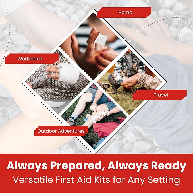 M2 BASICS Mini First Aid Kit Bulk Multi Pack, 10 Pack, 50 per Kit, 500 Total Pieces for Car, Travel, Home & Donations
